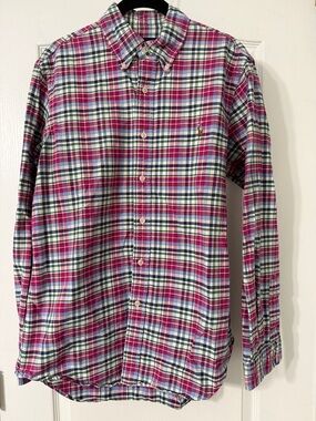 Ralph Lauren Men's Fuchsia & Blue Plaid Button-Down Shirt